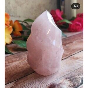 GEMMY ROSE QUARTZ FLAME Crystal Mineral Specimen SOUTH AFRICA Polished CARVING